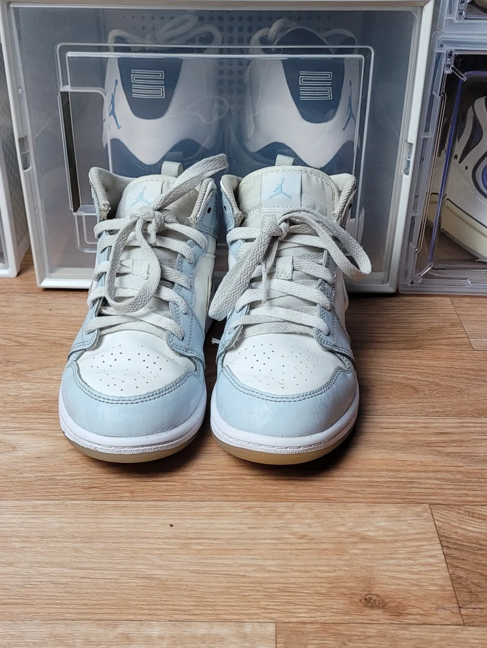 Nike Air Jordan 1 Mid SE - Size 3y Glitter Swoosh / Blue - BNWB